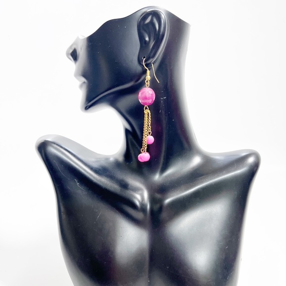 Handmade Pink Ball Chain Lightweight Earring - Picture 3 of 5